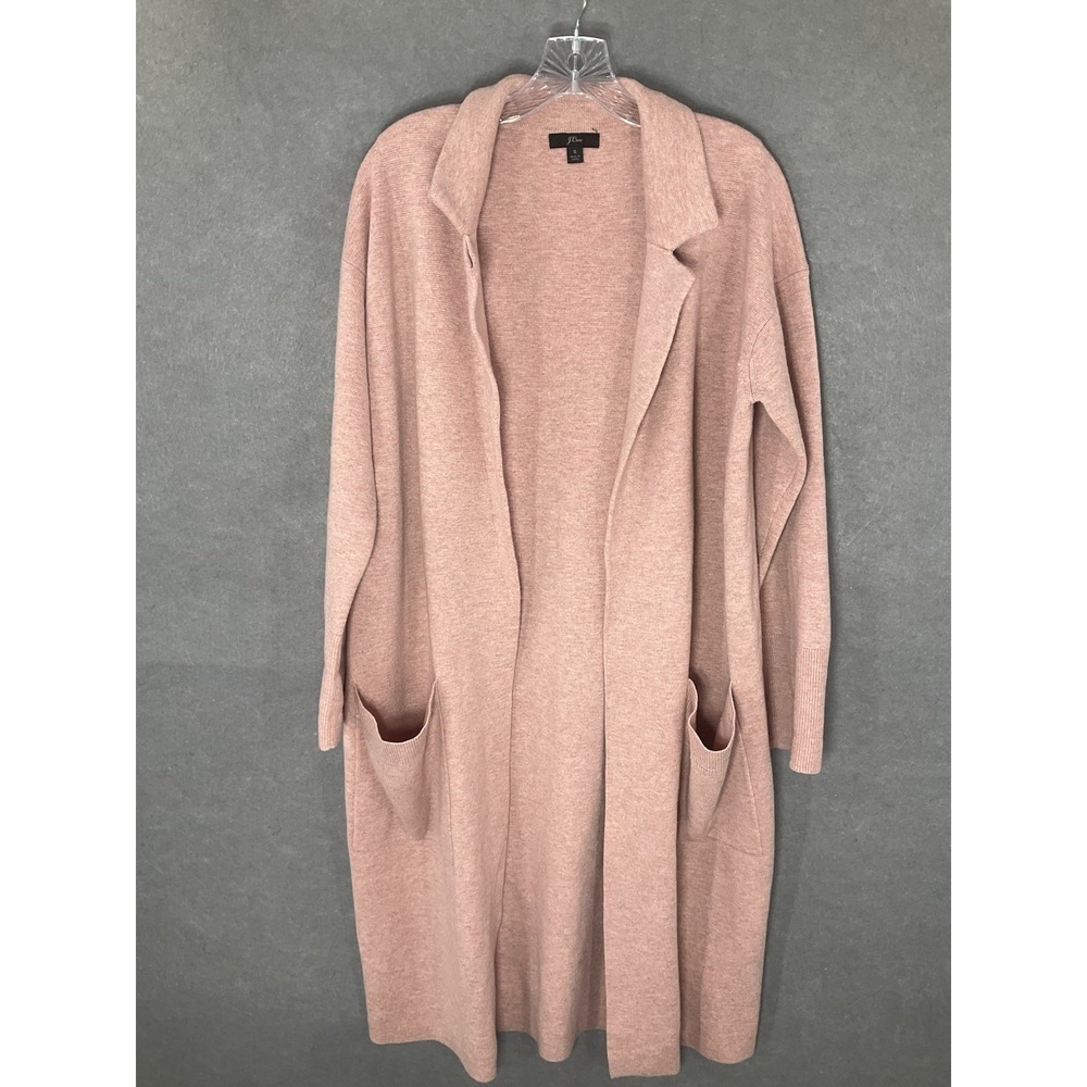J. Crew Cardigan Womens Sz S Heather Pink Pockets Merino Wool Blend Duster